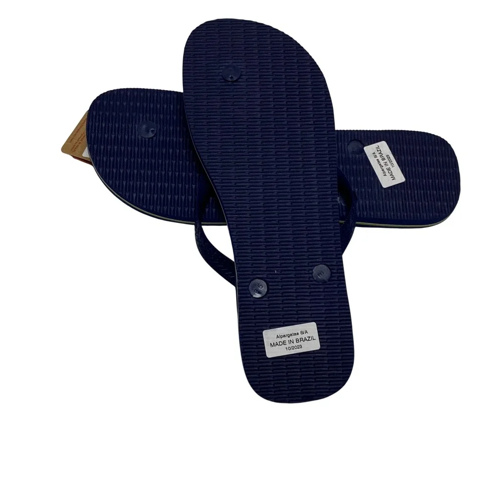 Havaianas Brasil Logo NavyBlue Flip Flops Mens‎ Size 13 USNWT
